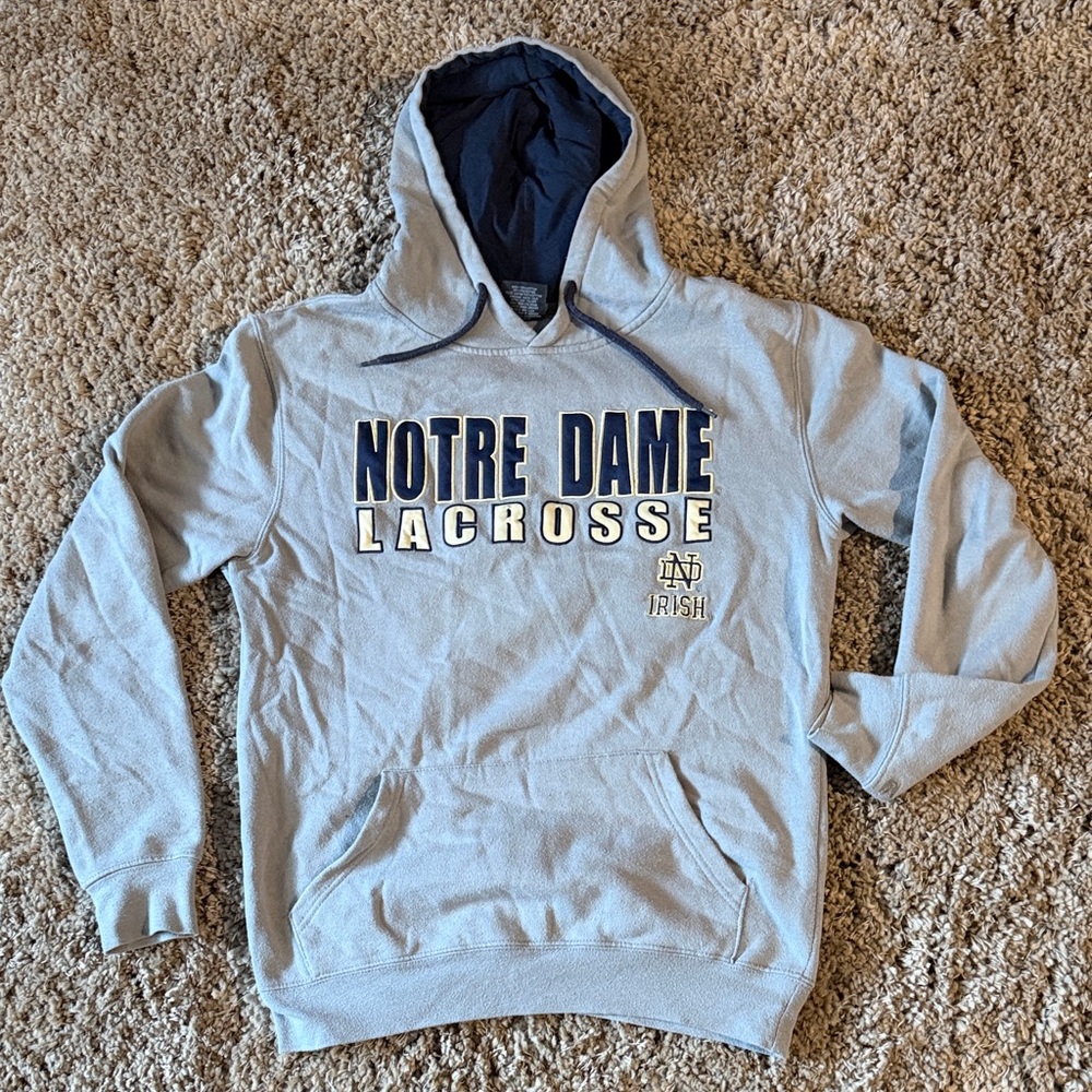 Notre Dame Lacrosse Kids Hoodie - Gray